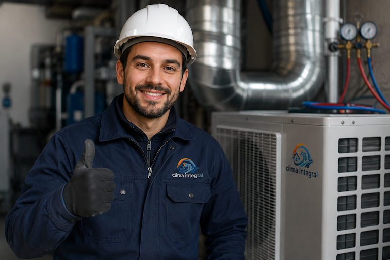 Técnico de Clima Integral trabajando con equipos de climatización
